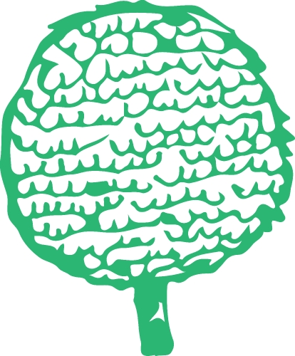 Hand drawn tree icon with leaf sign design