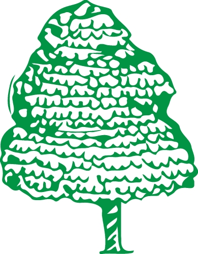 Hand drawn tree icon with leaf sign design