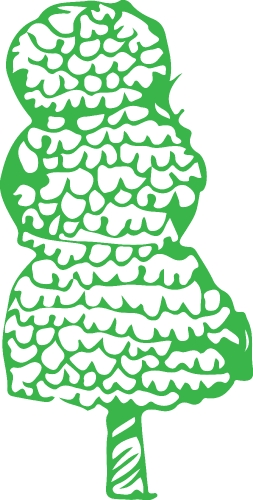 Hand drawn tree icon with leaf sign design