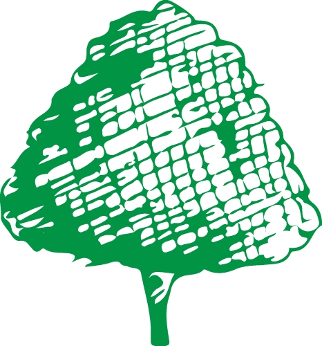 Hand drawn tree icon with leaf sign design