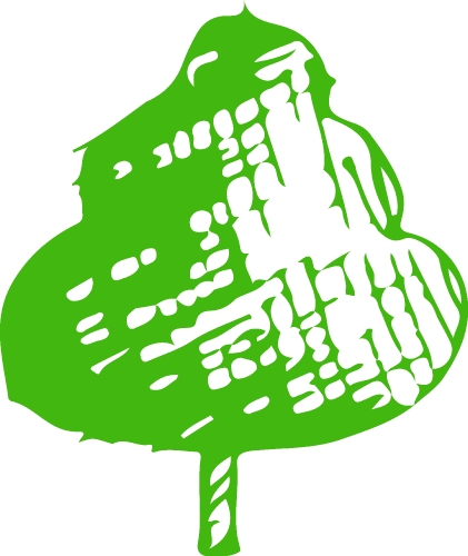 Hand drawn tree icon with leaf sign design