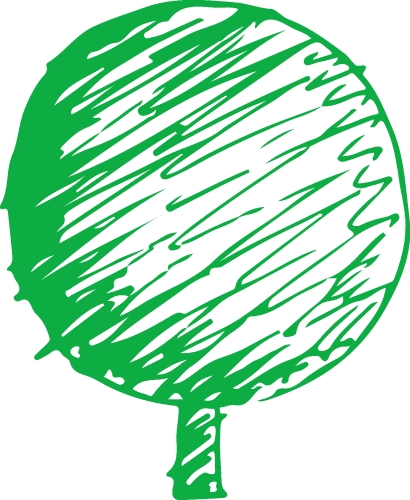 Hand drawn tree icon with leaf sign design