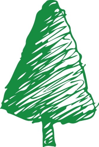 Hand drawn tree icon with leaf sign design