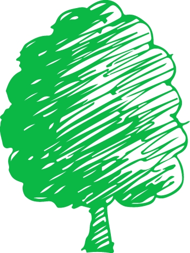 Hand drawn tree icon with leaf sign design