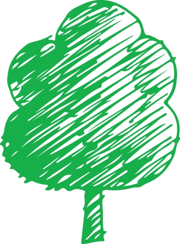 Hand drawn tree icon with leaf sign design