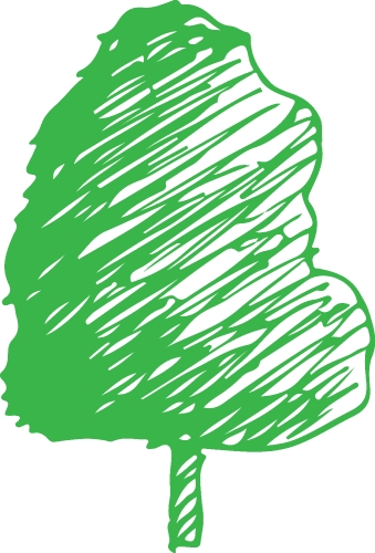 Hand drawn tree icon with leaf sign design