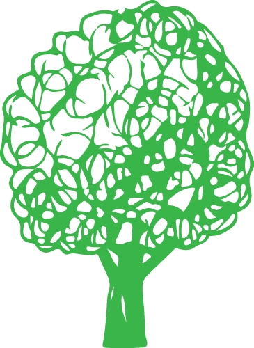 Hand drawn tree icon with leaf sign design