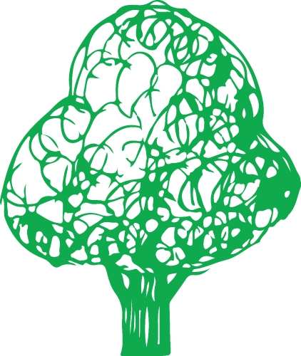 Hand drawn tree icon with leaf sign design