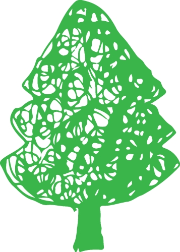 Hand drawn tree icon with leaf sign design