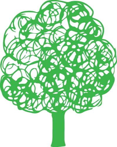 Hand drawn tree icon with leaf sign design