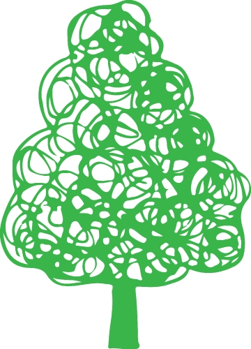 Hand drawn tree icon with leaf sign design