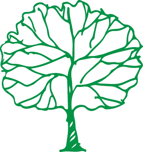 Hand drawn tree icon with leaf sign design