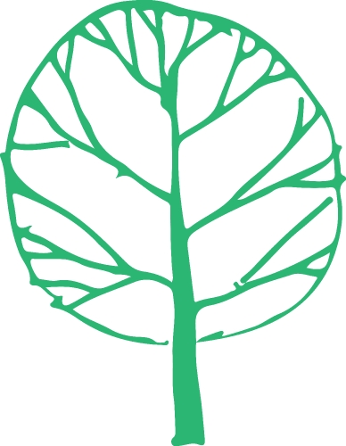 Hand drawn tree icon with leaf sign design