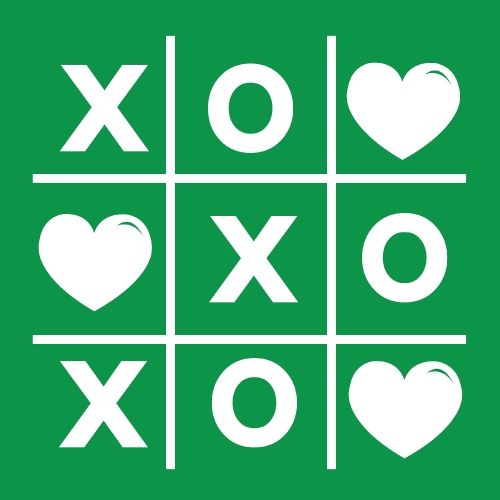 Happy Valentines day card , Tic tac toe game ,cross , heart sign