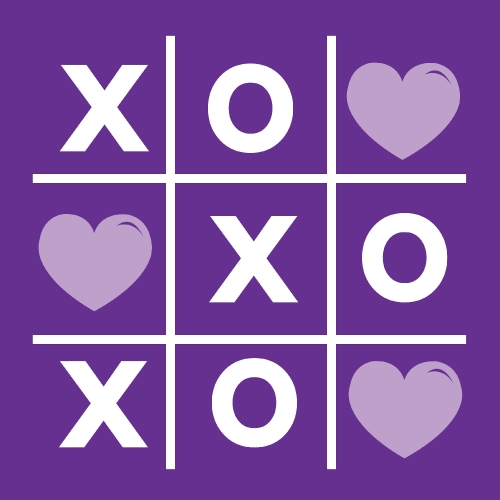 Happy Valentines day card , Tic tac toe game ,cross , heart sign