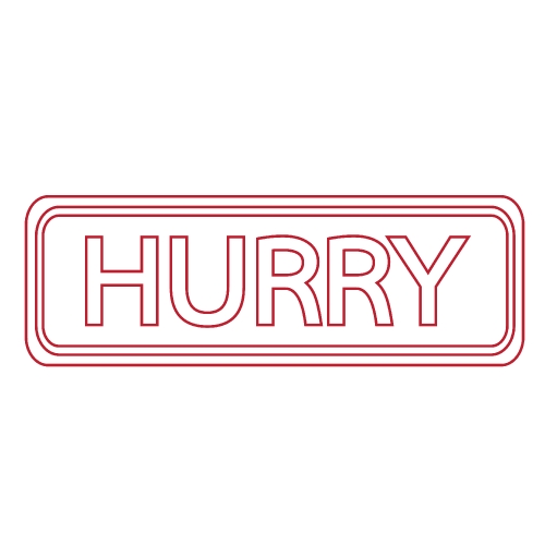 HURRY stamp text
