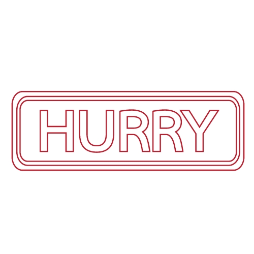HURRY stamp text