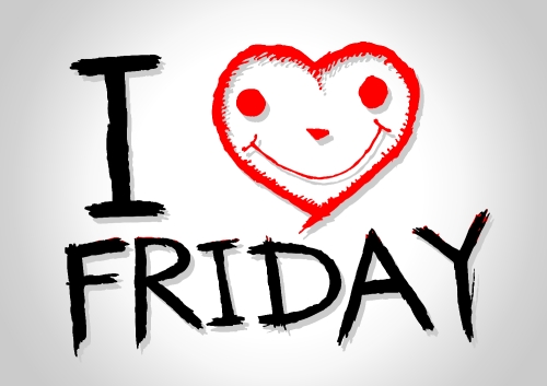 i love friday, font type with signs I love weekend