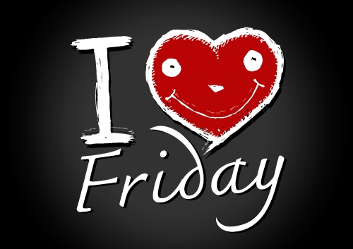 i love friday, font type with signs I love weekend