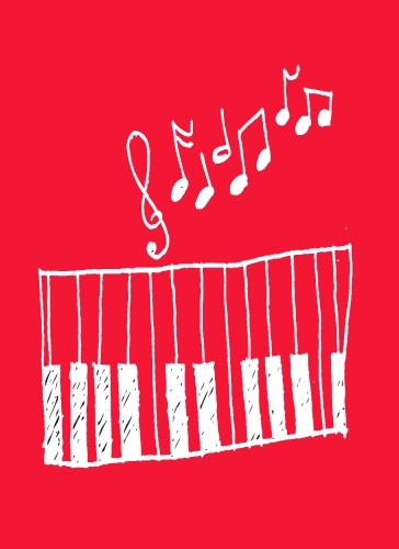 Illustration of a music icon, with musical notes