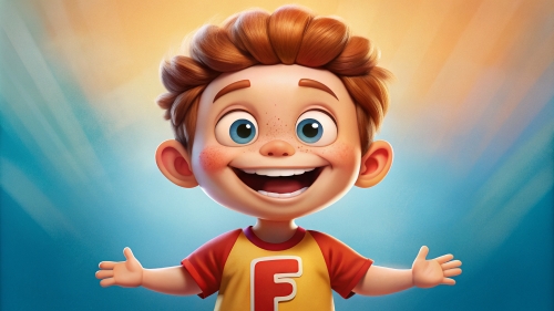 Kid cartoon smile with big  A B C … X Y Z font Alphabet