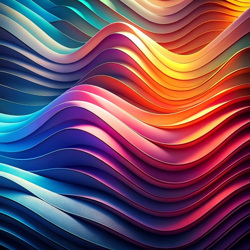 Multilayer color waves in gradients abstract background