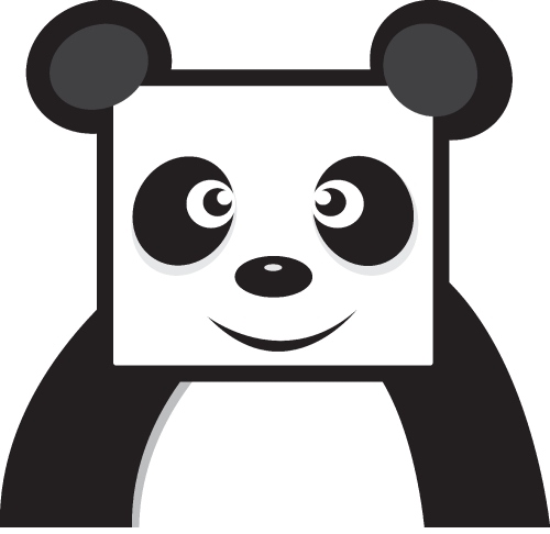 Panda cartoon character sign design