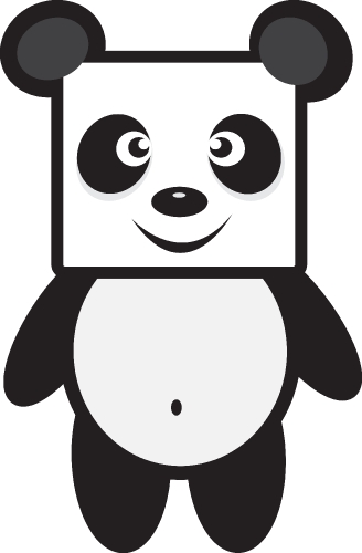 Panda cartoon character sign design