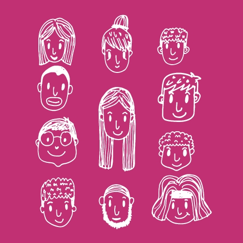 People faces doodle cartoon 