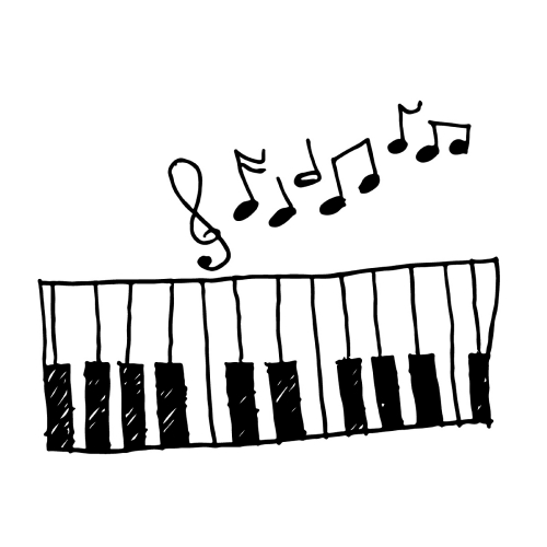 piano music icon hand draw illustration design