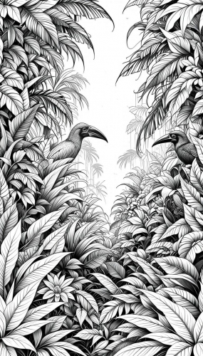 Rainforest of tropical plants Free Coloring Pages Coloring Book 22042025 (12)