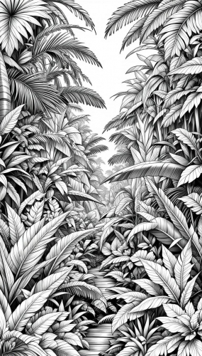 Rainforest of tropical plants Free Coloring Pages Coloring Book 22042025 (9)