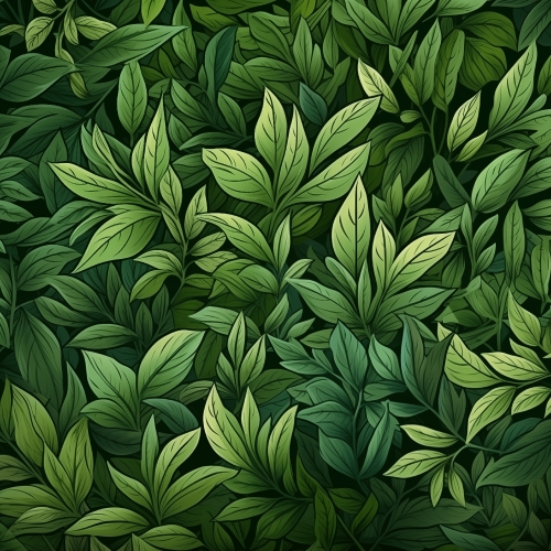 Seamless pattern green leaves and branches abstract background