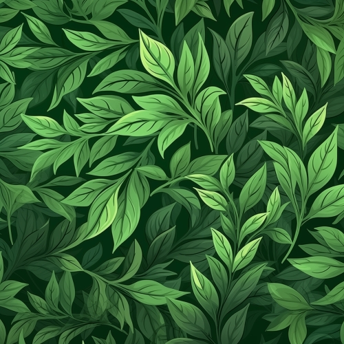 Seamless pattern green leaves and branches abstract background