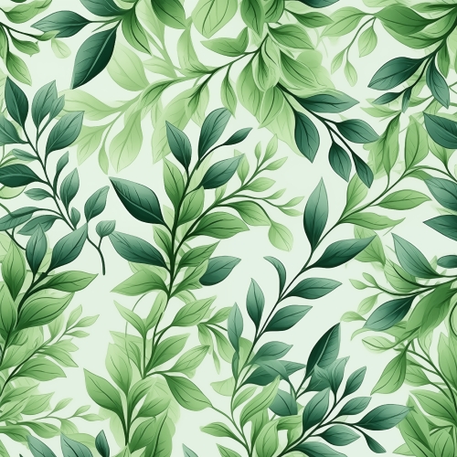 Seamless pattern green leaves and branches abstract background