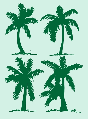 set of palm tree Tropical palm trees, black silhouettes backgrou