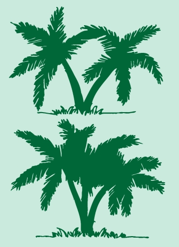 set of palm tree Tropical palm trees, black silhouettes backgrou