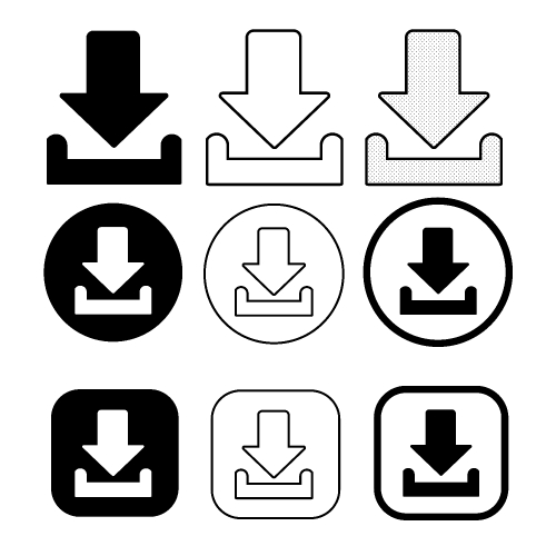 set of simple sign download icon