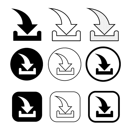 set of simple sign download icon