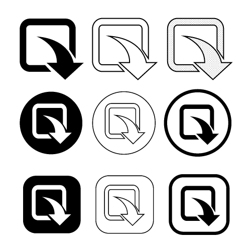 set of simple sign download icon