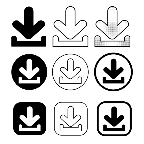 set of simple sign download icon