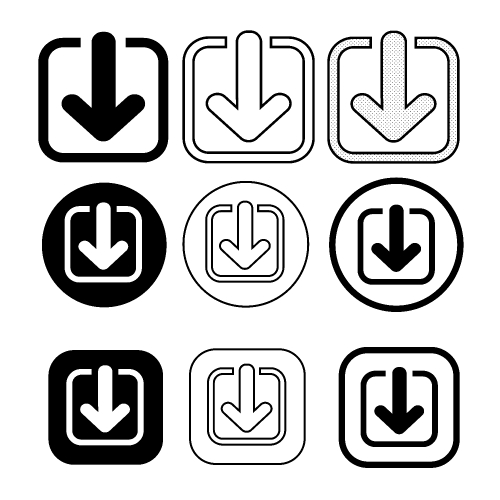 set of simple sign download icon