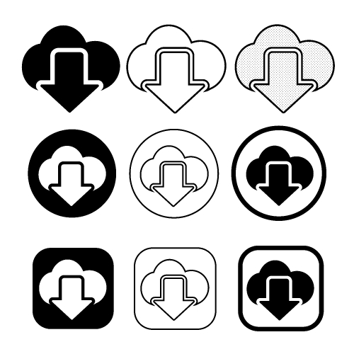 set of simple sign download icon