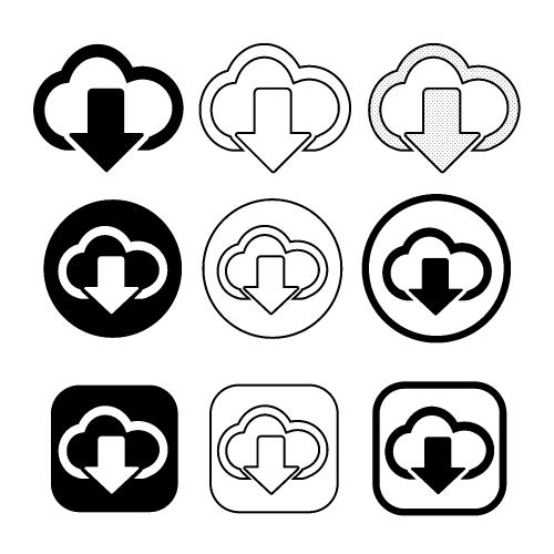 set of simple sign download icon