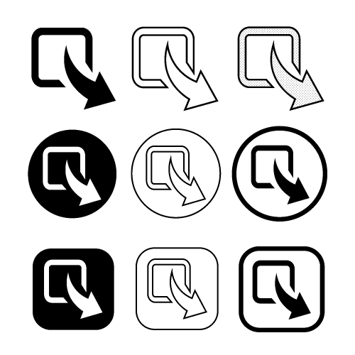 set of simple sign download icon