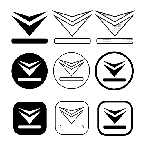 set of simple sign download icon