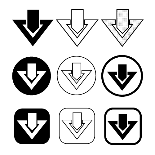 set of simple sign download icon