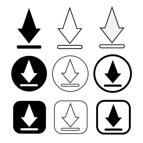 set of simple sign download icon