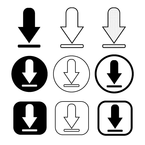 set of simple sign download icon