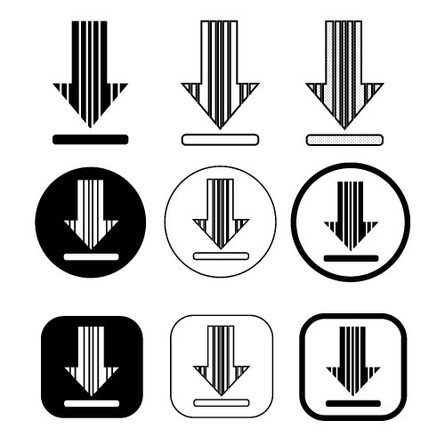 set of simple sign download icon